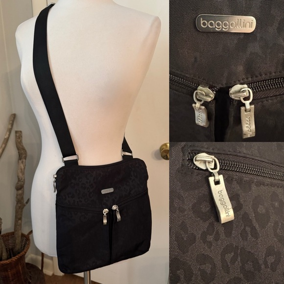 Baggallini Handbags - Baggallini Black Cheetah Embossed Horizon Crossbody